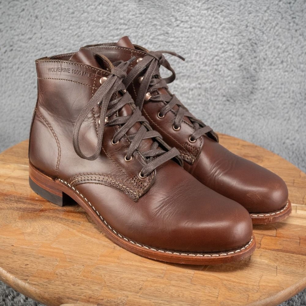 Wolverine 1000 Mile Boots Women's Size 8B Brown Classic Plain Leather W05454